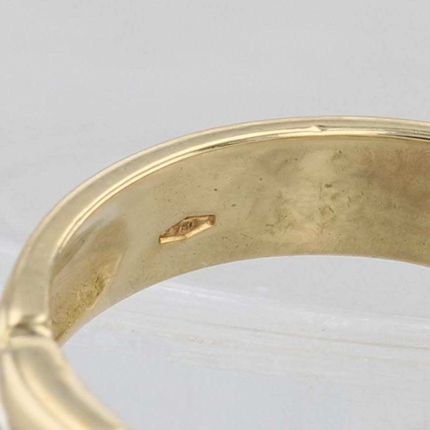 0.12ctw Diamond 2-Toned Band 18k Yellow White Gold Size 7.25 Bamboo Pattern Ring