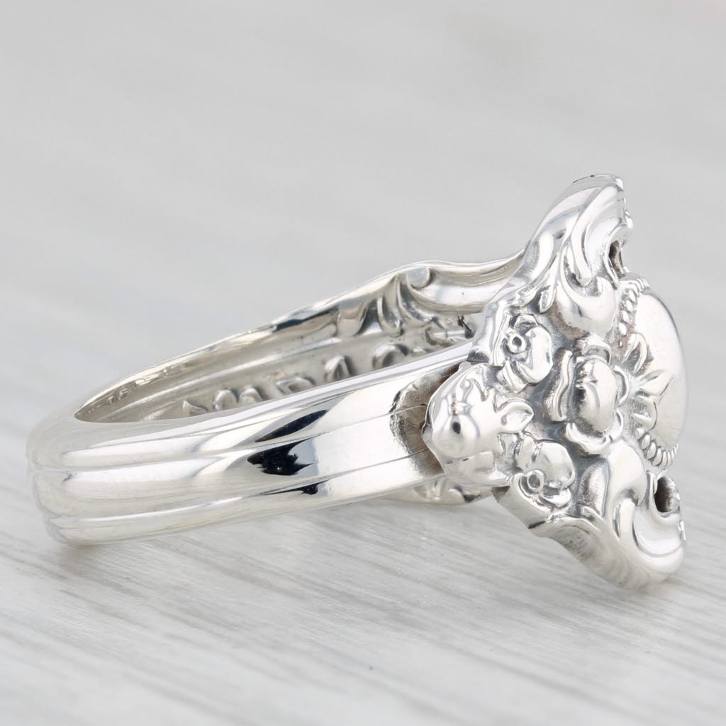 Eloquence Flower Pattern Spoon Ring Sterling Silver Size 6.25