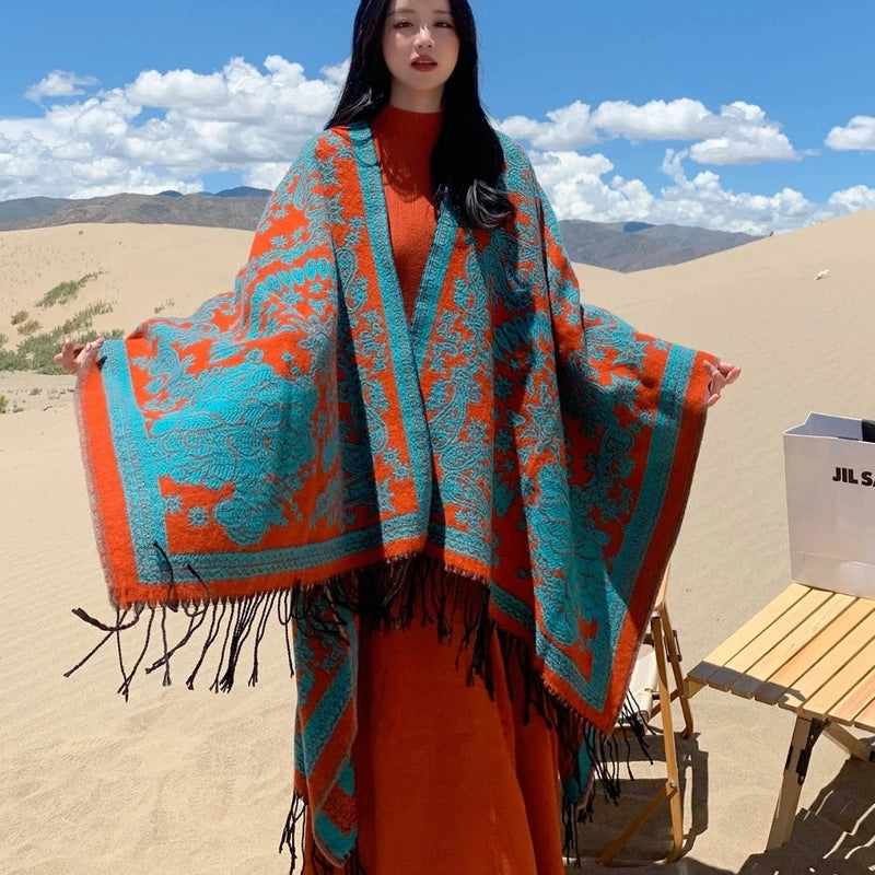 Women's Retro Ethnic Style Printing Acrylic Shawl