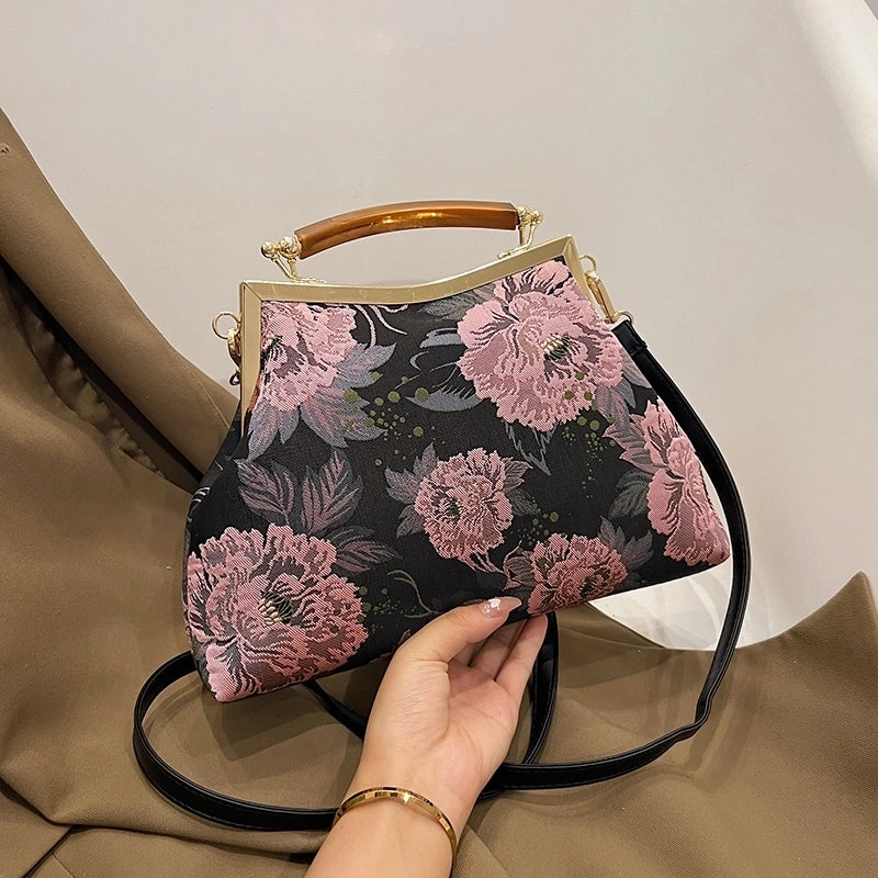 Pink Purple Yellow Flower Sewing Thread Shell Sewing Evening Bags