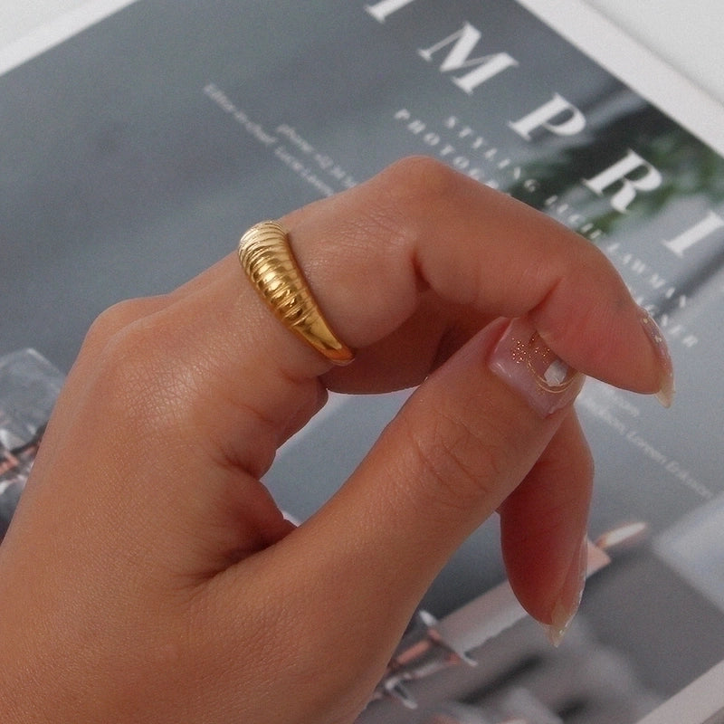 Minimalist Geometric 304 Stainless Steel 18K Gold Plated Rings