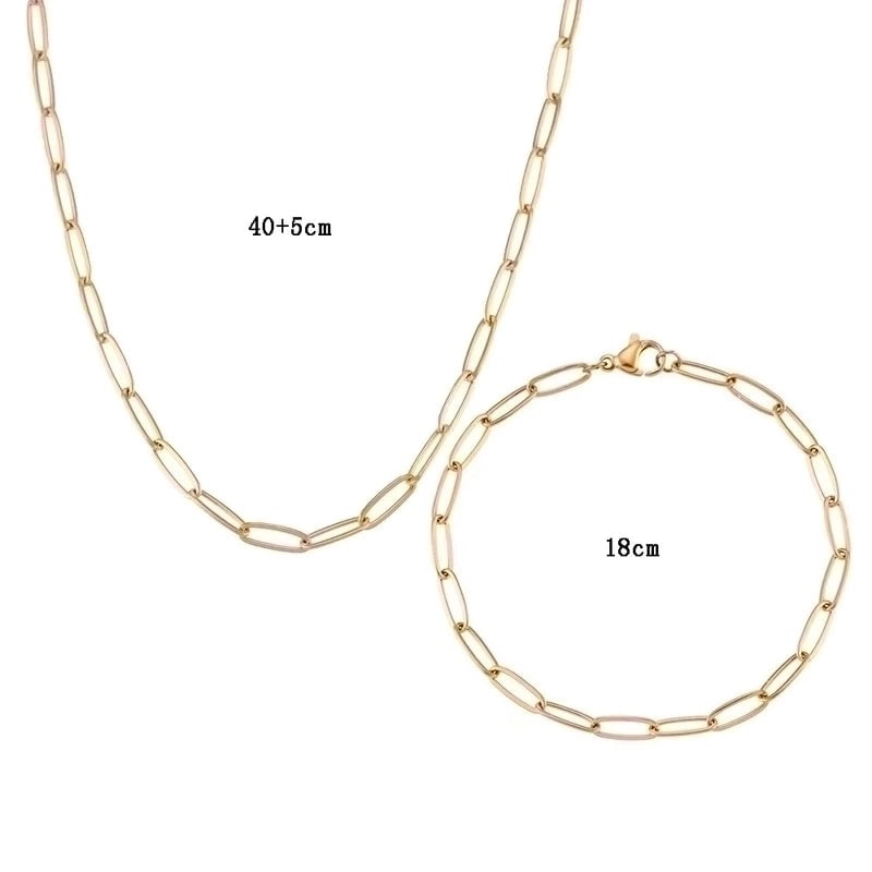 Minimalist Solid Color Stainless Steel 18k Gold Plated Bracelets Necklace