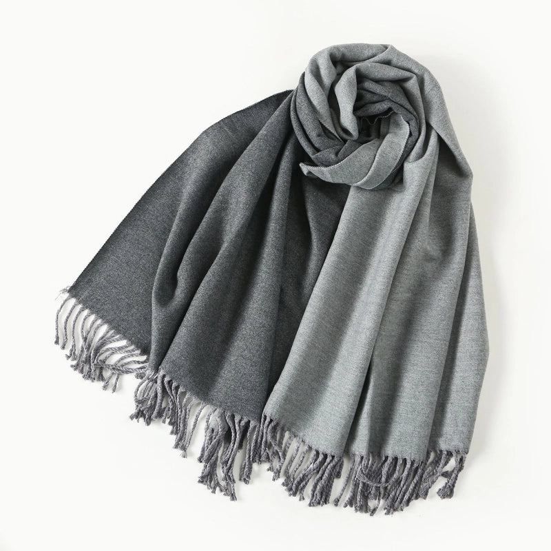 Women's Elegant Minimalist Color Block Imitation Dehaired Angora Tassel Scarf
