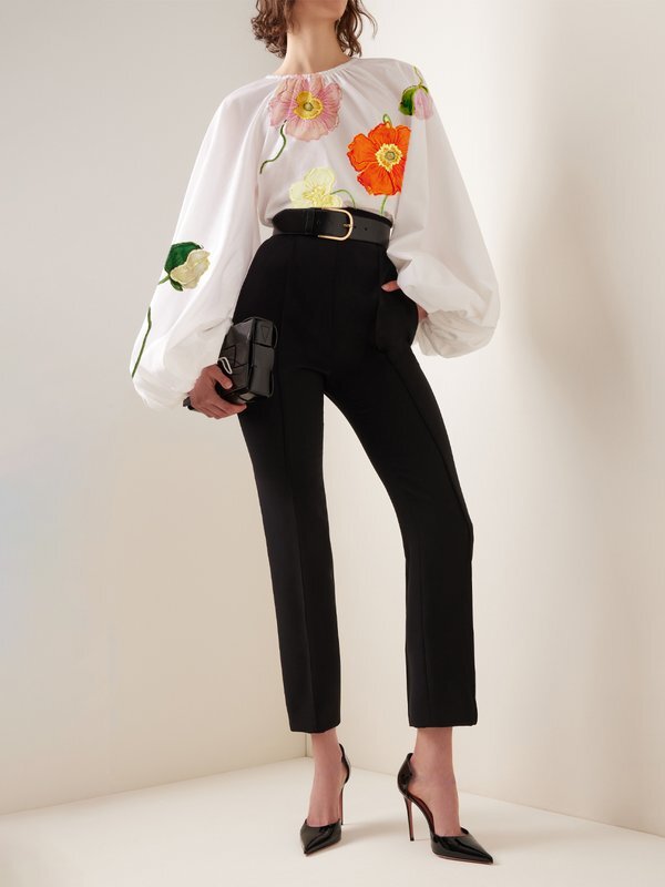 Long Sleeves Loose Elasticity Flower Print Pleated Round-neck Blouses&shirts Tops