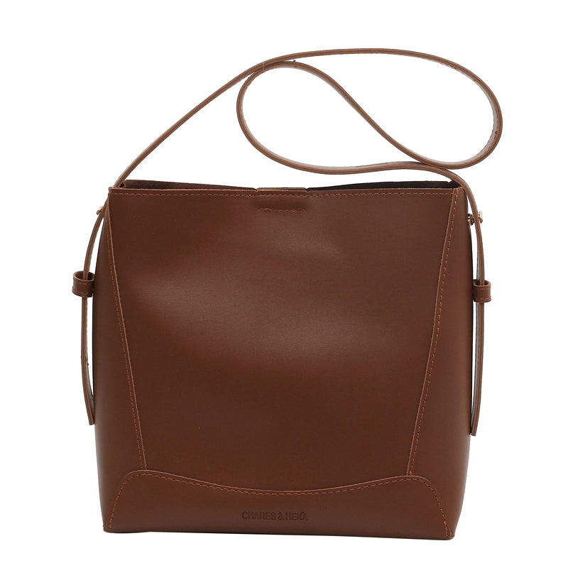 Women's All Seasons Pu Leather Solid Color Classic Style Bucket Magnetic Buckle Shoulder Bag