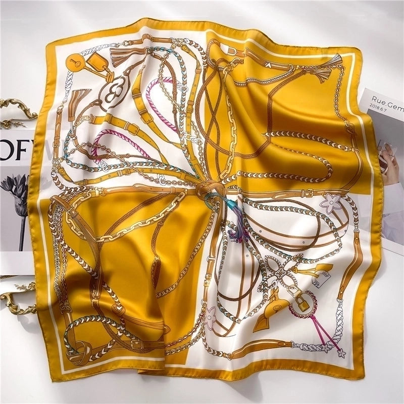 Women's Elegant Minimalist Color Block Polyester Printing Silk Scarf