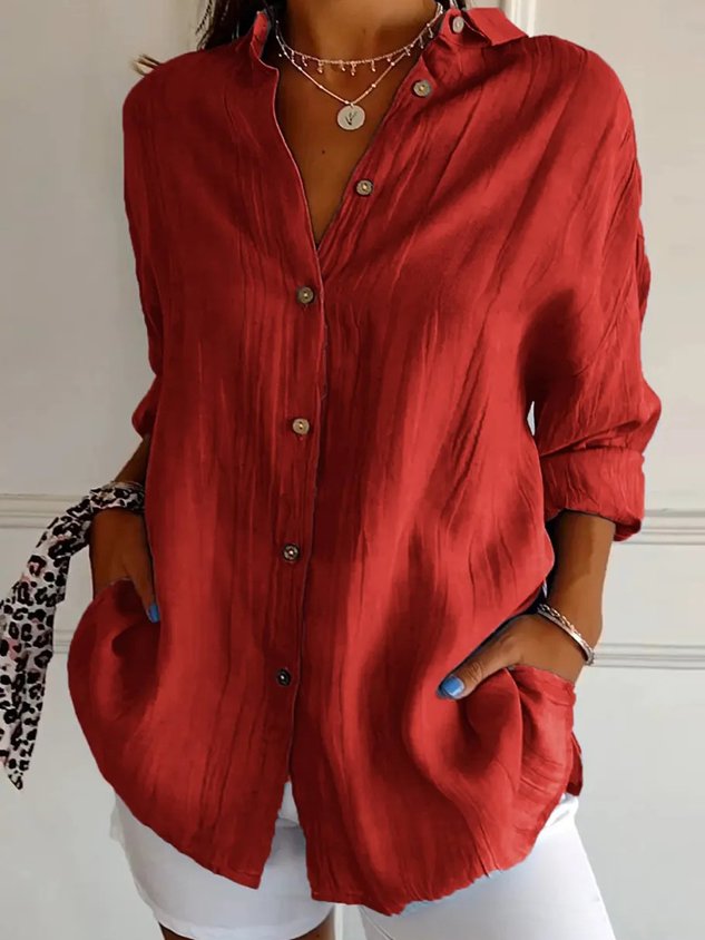 Plain Cotton Casual Blouse