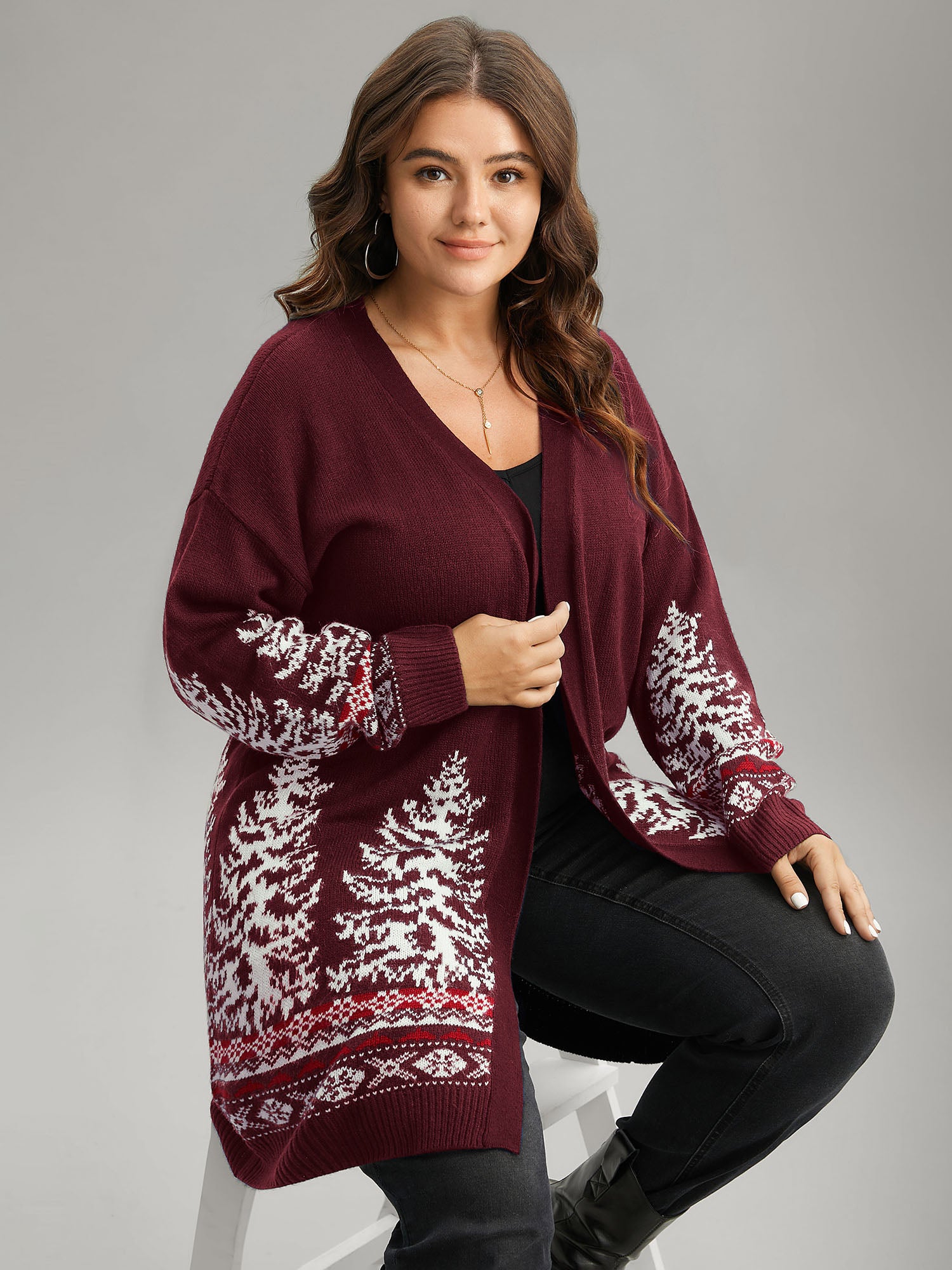 Christmas Trees Contrast Cardigan