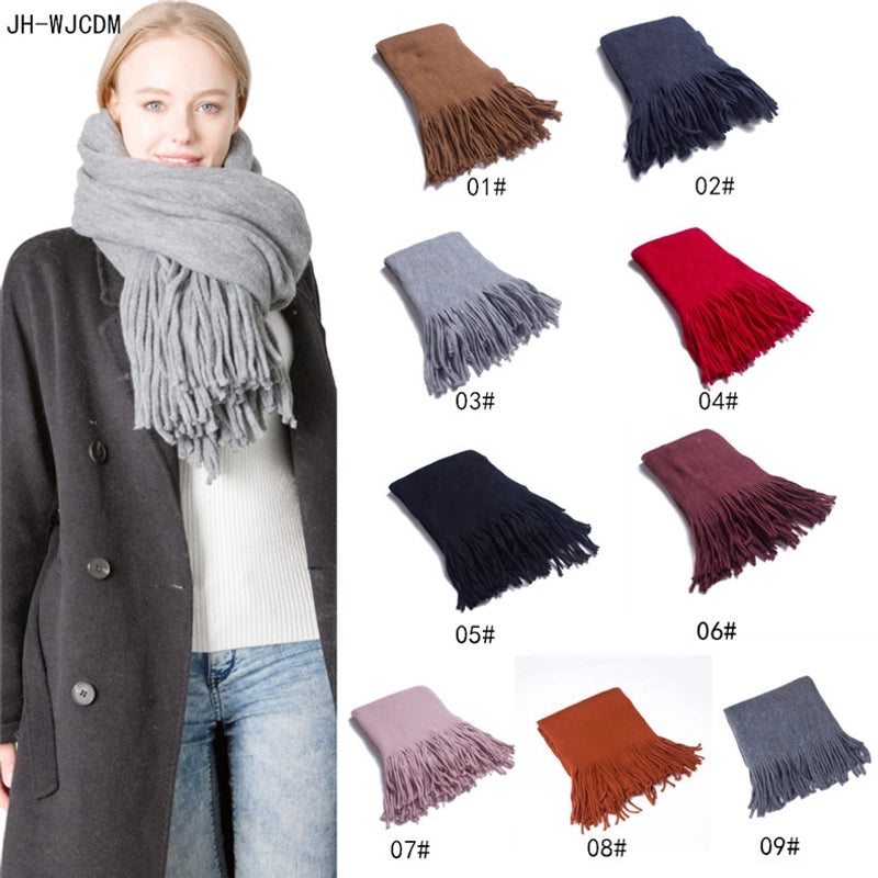 Unisex Casual Minimalist Solid Color Wool-like Tassel Scarf