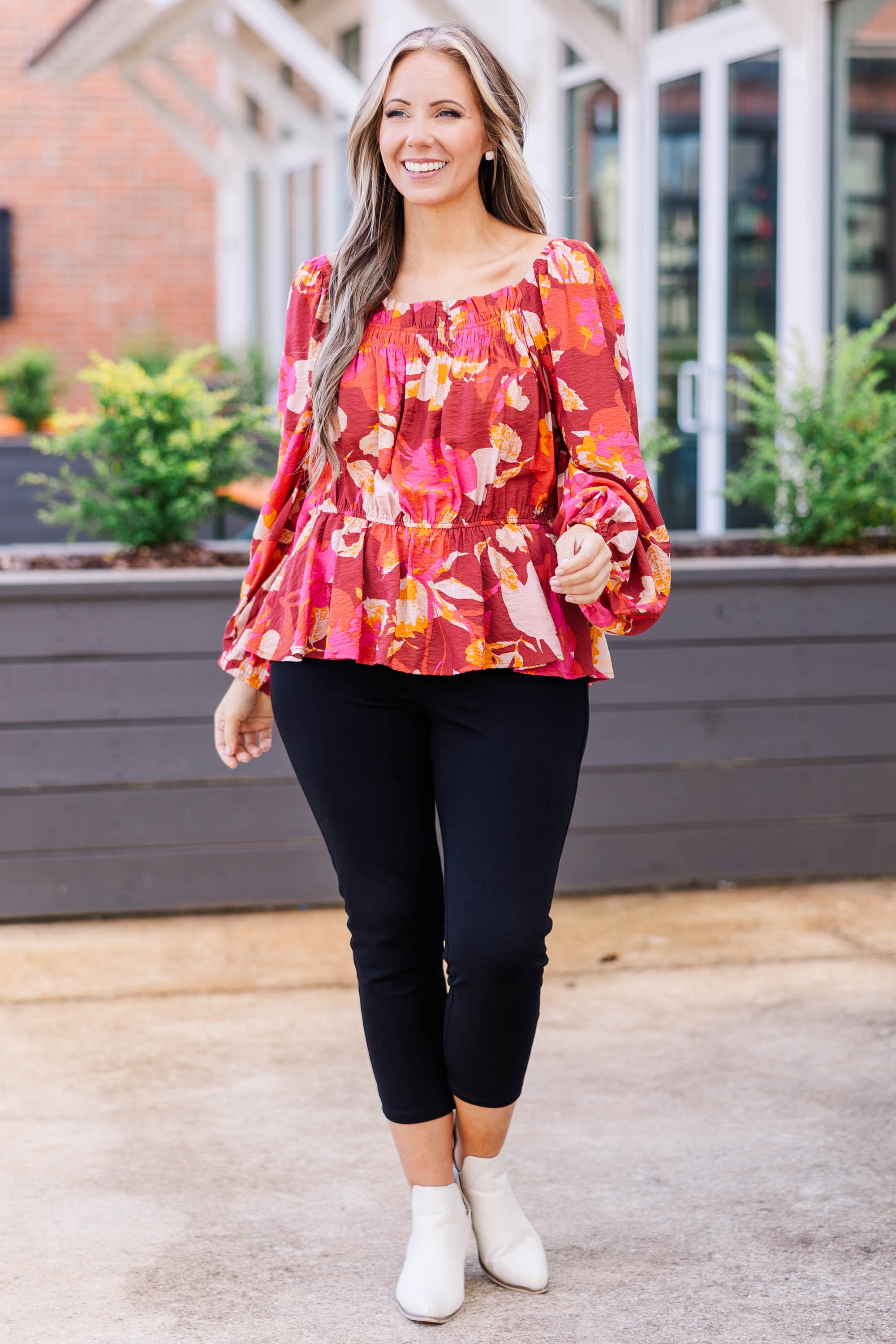 Petal Perfection Blouse. Brick