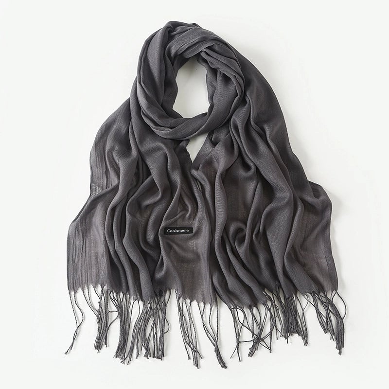 Women's Elegant Classic Style Solid Color Polyester Tassel Scarf