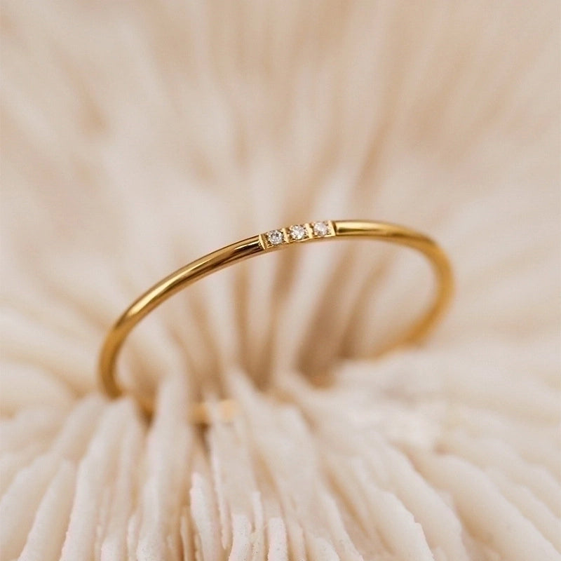 Minimalist Circle Titanium Steel Plating Inlay Zircon Rings 1 Piece