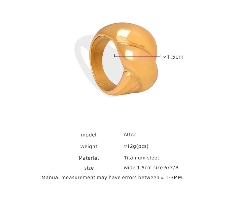 Casual Minimalist Solid Color Titanium Steel 18K Gold Plated Plating Rings