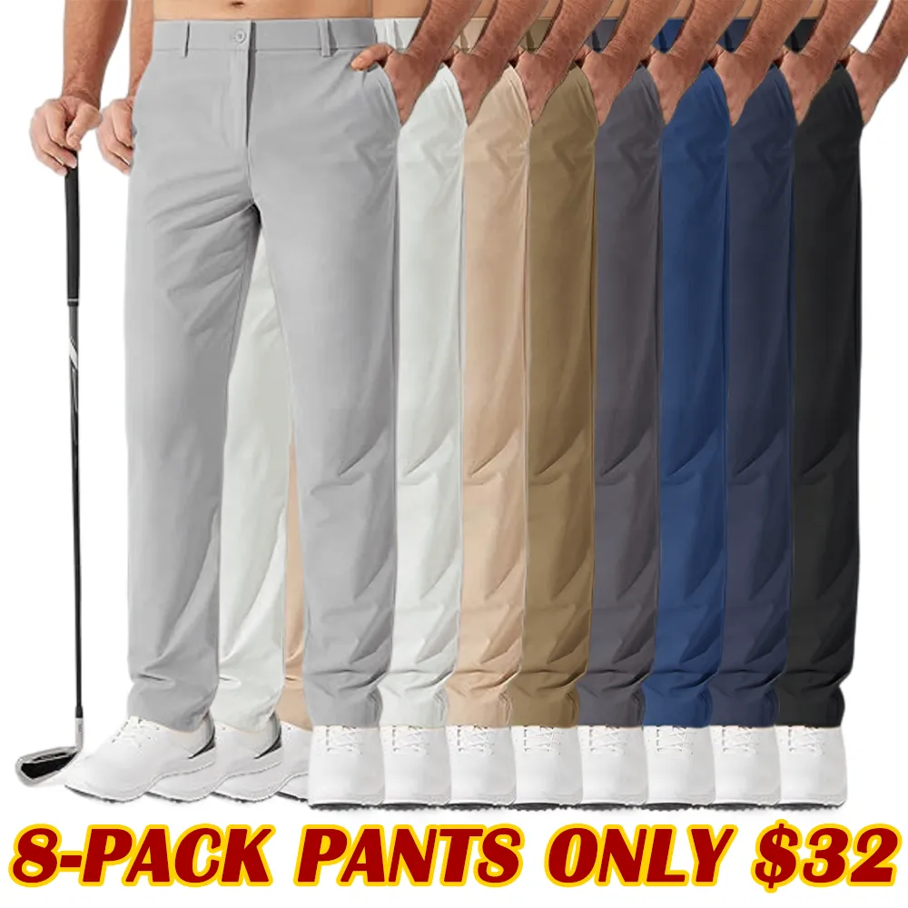 🔥9-PACK ONLY $34⚡Men's Stretch Gurkha Pants Slim Fit Dress Pants