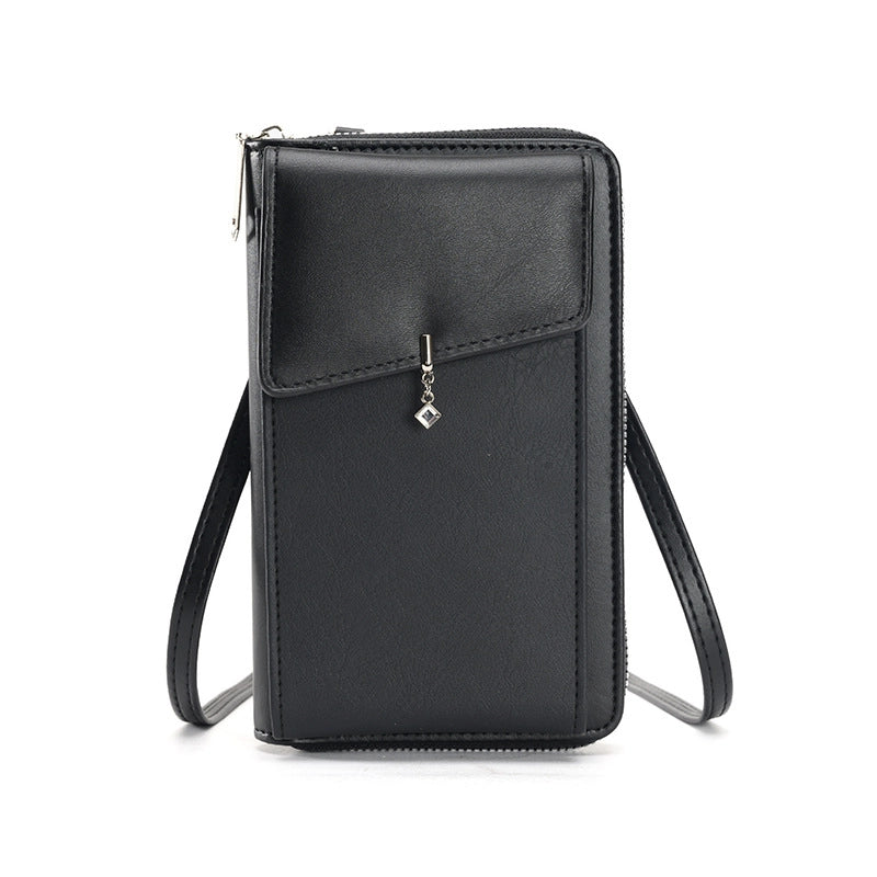 Women's Small Pu Leather Solid Color Basic Classic Style Square Flip Cover Phone Wallets