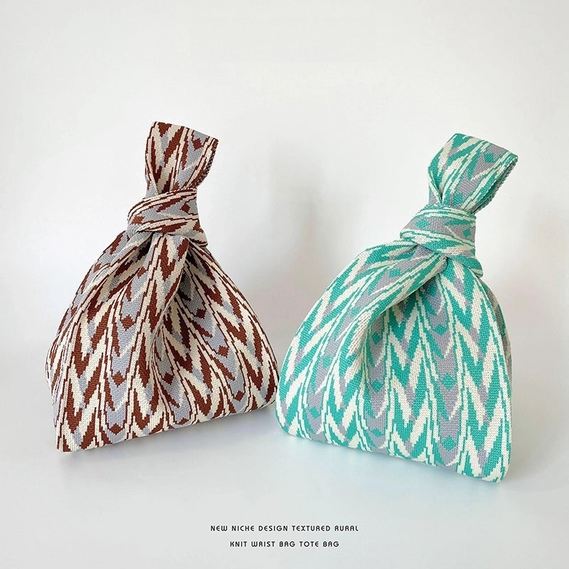 Bag Niche Design Knitted Shoulder Handbag Hand Bag Simple High-end Large Capacity Student Wrist Bag