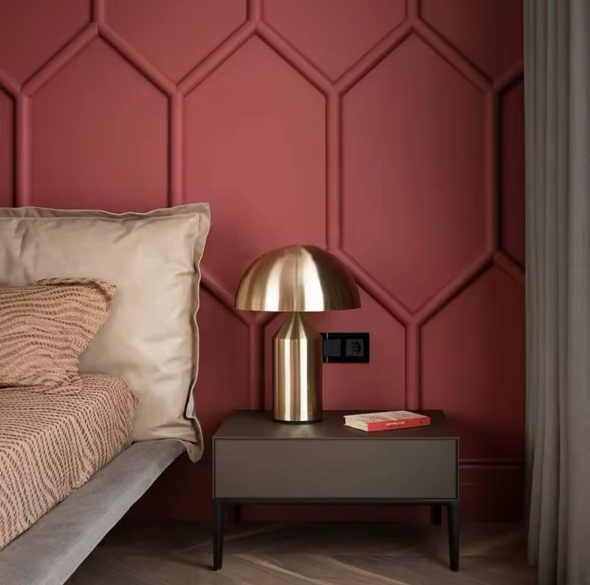 Modern Gold Metal Table Lamp with Geometric Dome Shade