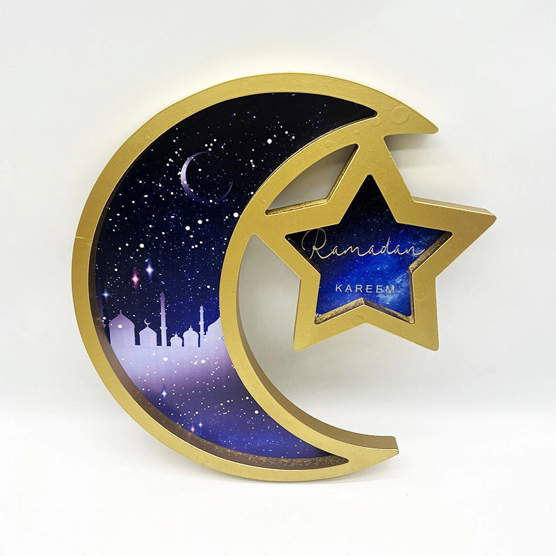 Minimalist Star Moon Wood 1 Piece Ornaments