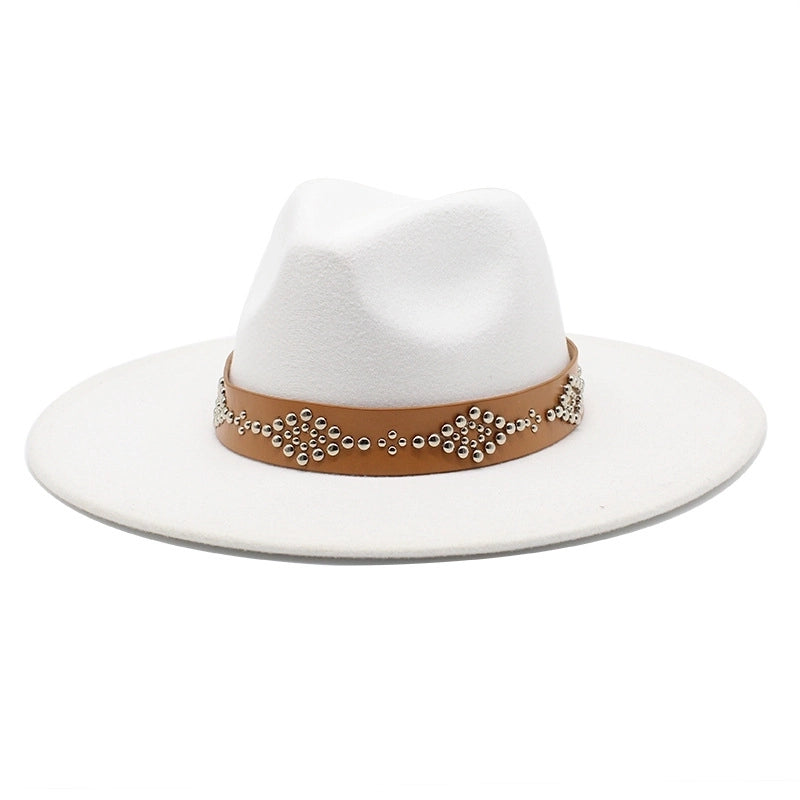 Autumn And Winter Wool Big Brim Jazz Hat Men's And Women's Fashion Casual 9.5cm Big Edge Jazz Hat Felt Hat