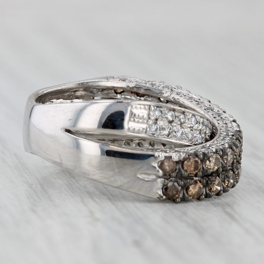 1.37ctw Diamond Overlay Ring Argyle Champagne White Diamonds 18k Gold Size 6