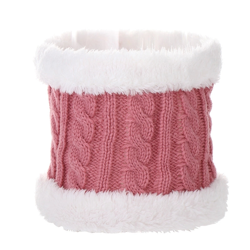 Autumn And Winter Children's Thickened Wool Hat Ear Double Hair Ball Warm Ear Protection Knitted Hat Set With Standard Solid Color Hat