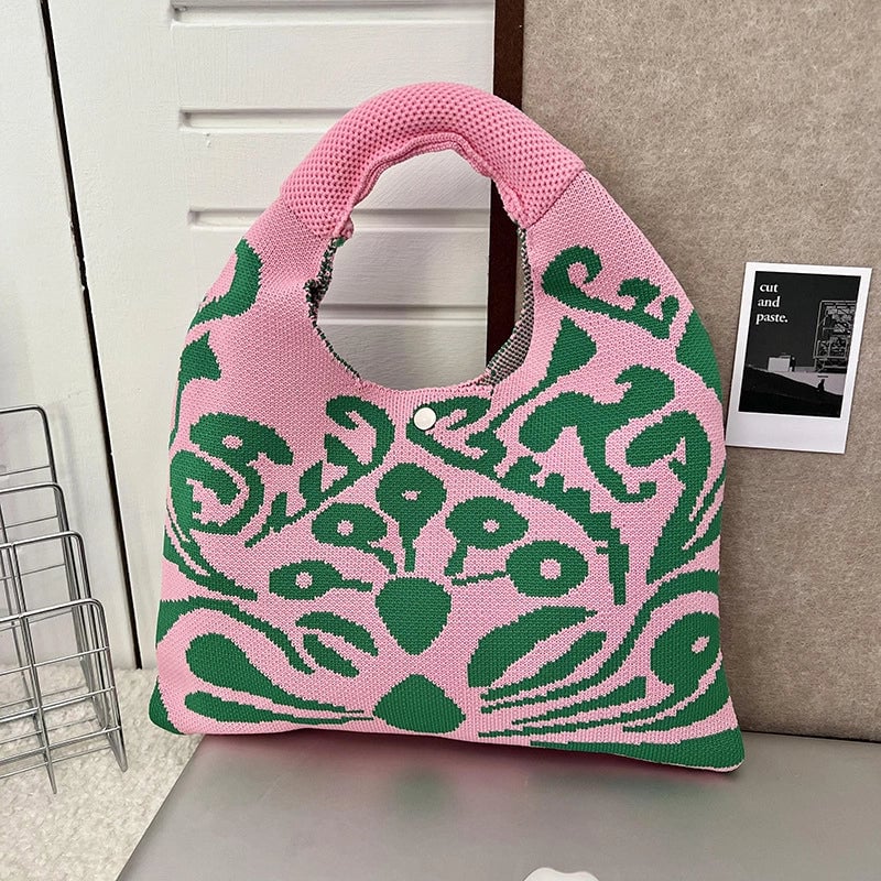 Women's Medium Polyester Printing Streetwear Dumpling Shape Buckle Handbag