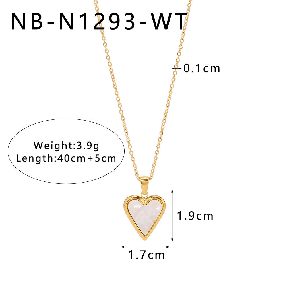 Ins18K Gold Stainless Steel Necklace Mother-Of-Pearl Natural Stone Pendant Clavicle Chain For Women