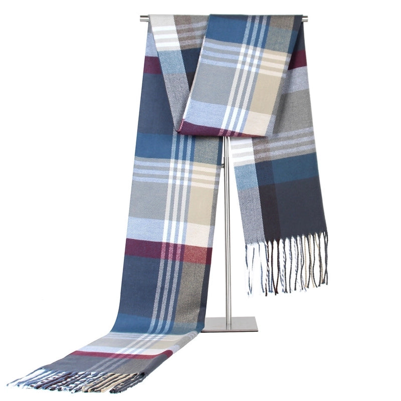New Cashmere-like Warm Scarf Middle-aged And Elderly Striped Plaid Men's Scarf Gift Factory Direct Sales