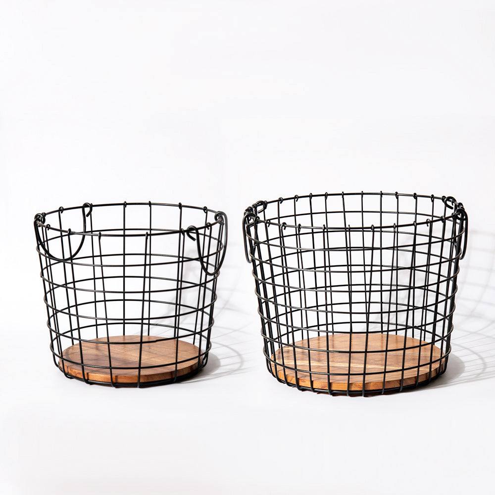 Metal Storage Baskets. Set of 2 - Black