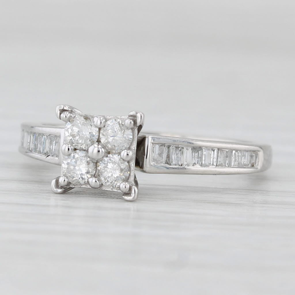0.50ctw Diamond Cluster Engagement Ring 10k White Gold Size 7