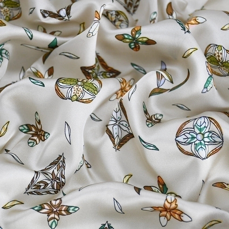 2 Pieces Women's Elegant Plaid Flower Horse Satin Silk Scarf