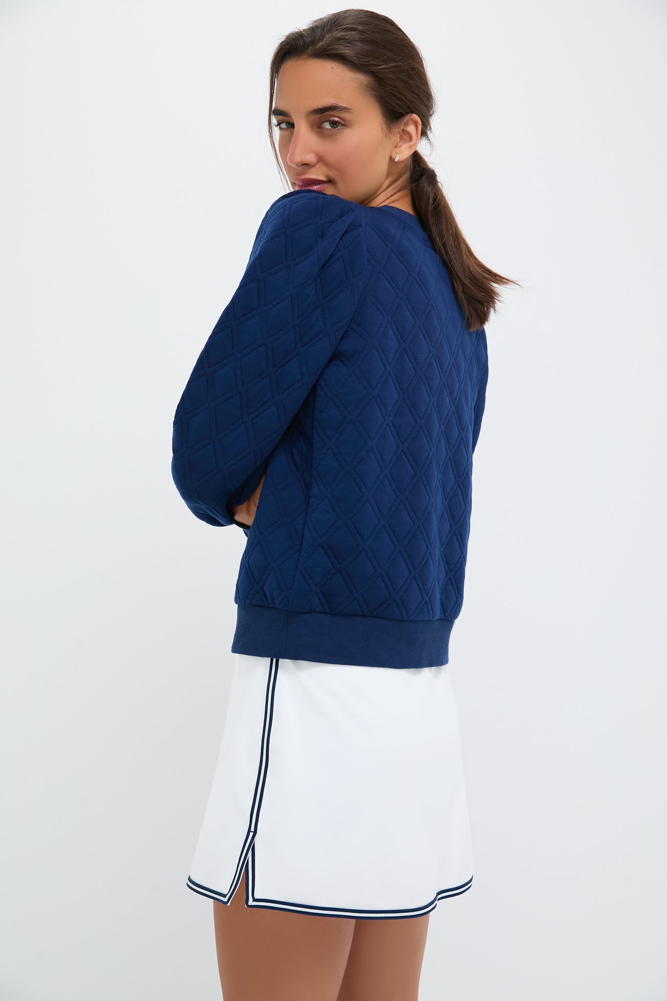 Navy Puff Sleeve Campbell Pullover