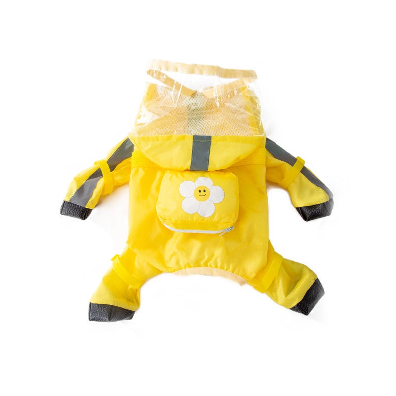 Traceable Dog Four-legged Raincoat Waterproof All-inclusive Small Dog Bichon Teddy Pet Rainy Day Clothes