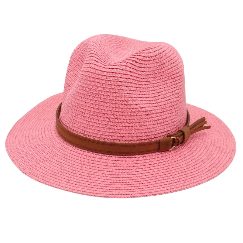 Unisex Pastoral Solid Color Wide Eaves Straw Hat