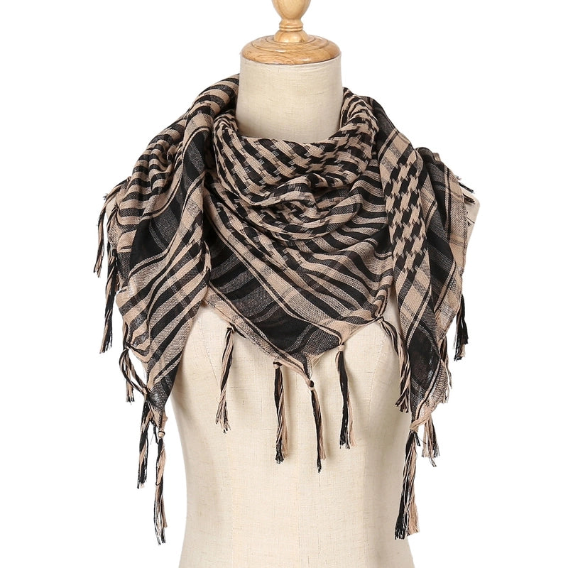 Unisex Classic Style Lattice Polyester Scarf Kerchief