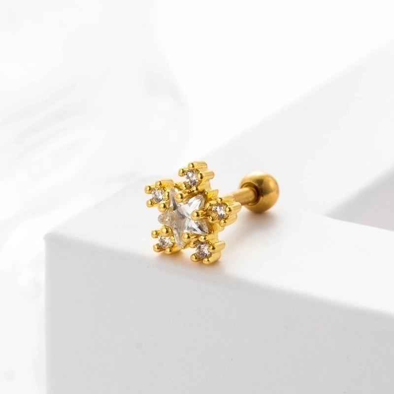 Ear Cartilage Rings & Studs Geometric 316L Stainless Steel  Copper Inlaid Zircon