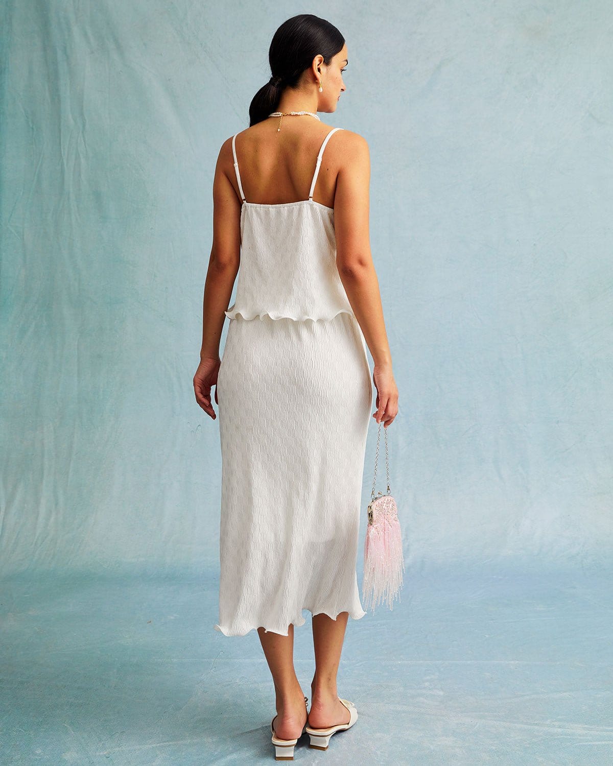 The White Water Ripple Textured Hem Cami Top