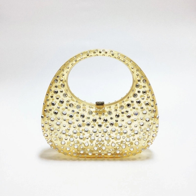 Women's Small Arylic Solid Color Elegant Round Lock Clasp Underarm Bag