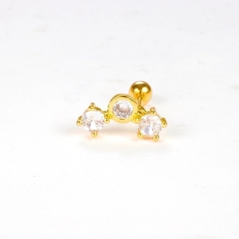 1 Piece Minimalist Geometric Plating Inlay Stainless Steel Zircon Cartilage Earrings