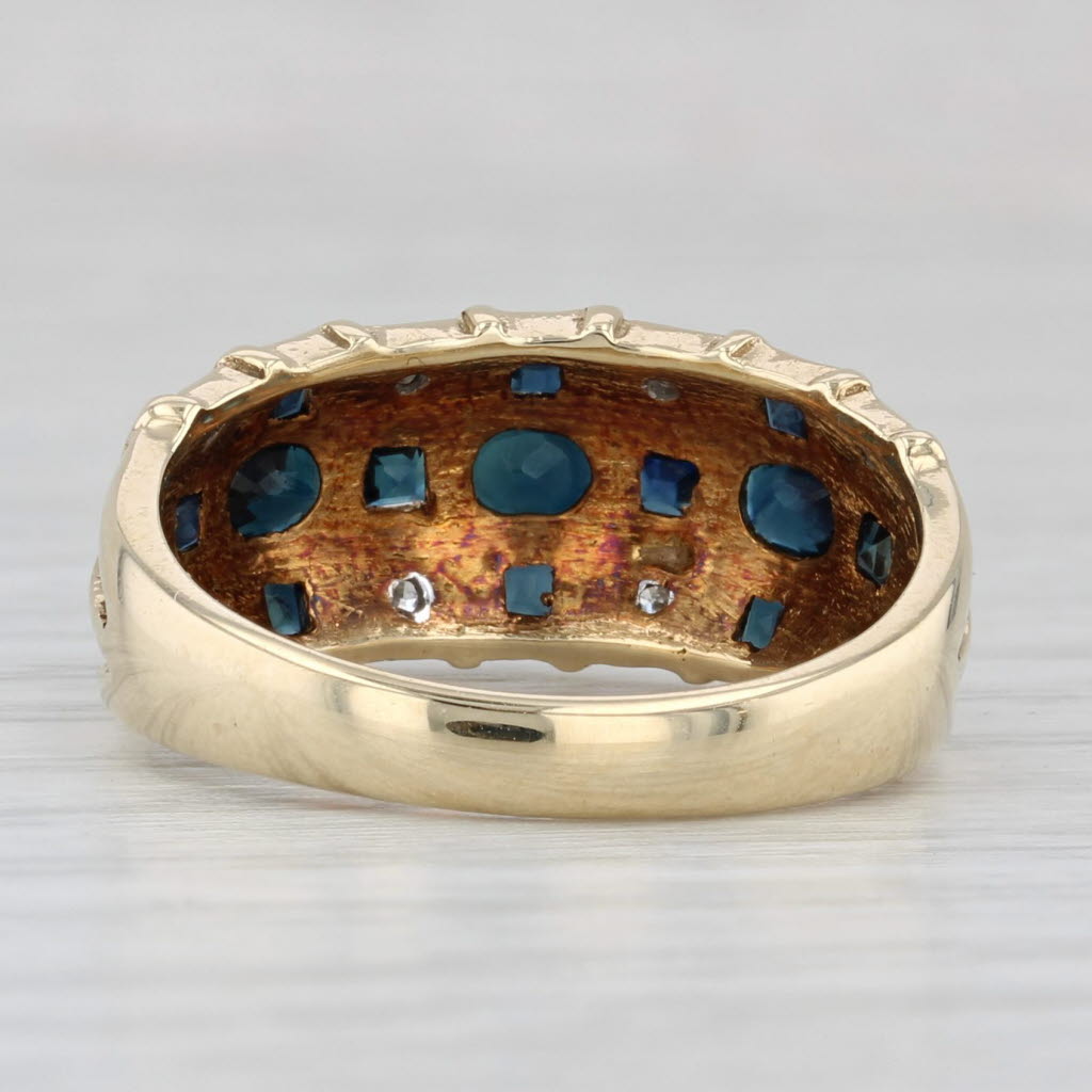 0.66ctw Blue Sapphire Diamond Ring 14k Yellow Gold Size 7.25