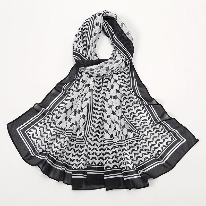 Women's Retro Lattice Chiffon Kerchief
