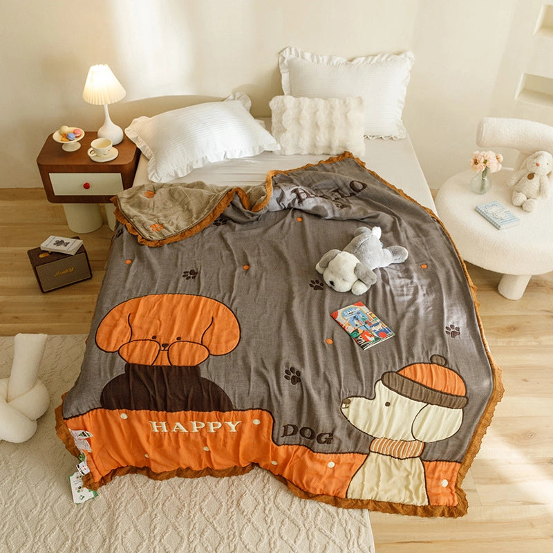 Cute Animal Cartoon Cotton Summer Blanket Bedding