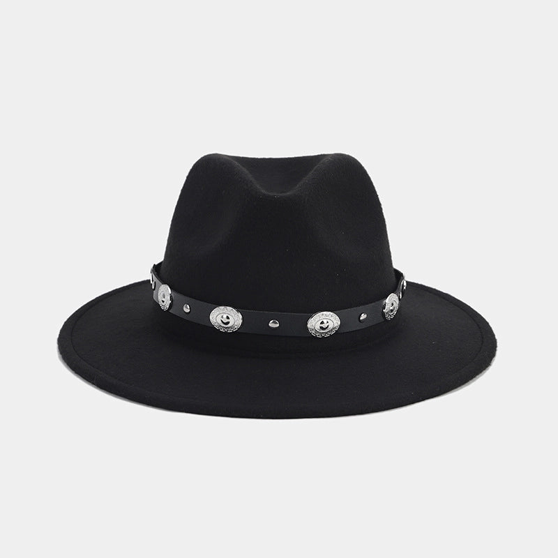 Women's Elegant Basic Solid Color Big Eaves Fedora Hat