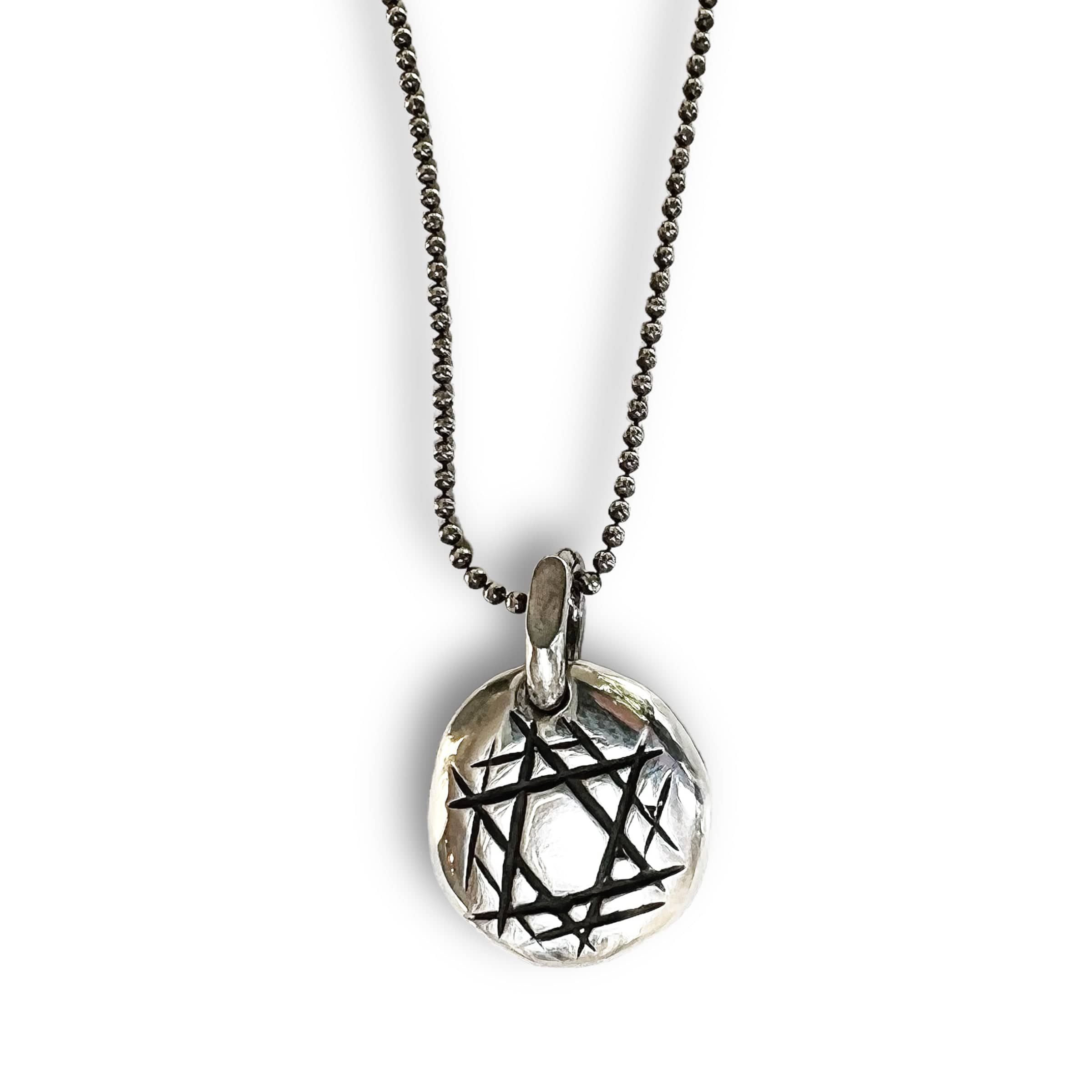 Rock Star of David Pendant on Sterling Silver Chain - Sterling Silver or Bronze