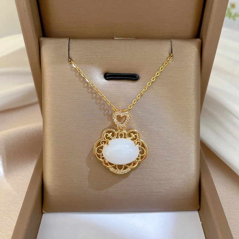 Fashion Geometric Titanium Steel Copper Plating Artificial Diamond Necklace