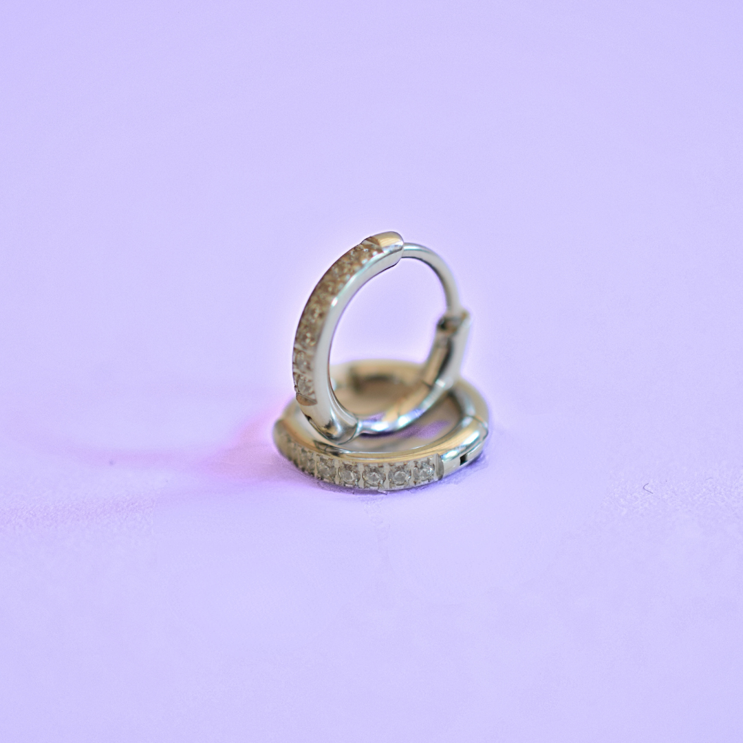 8mm slim diamond style hoops - Silver