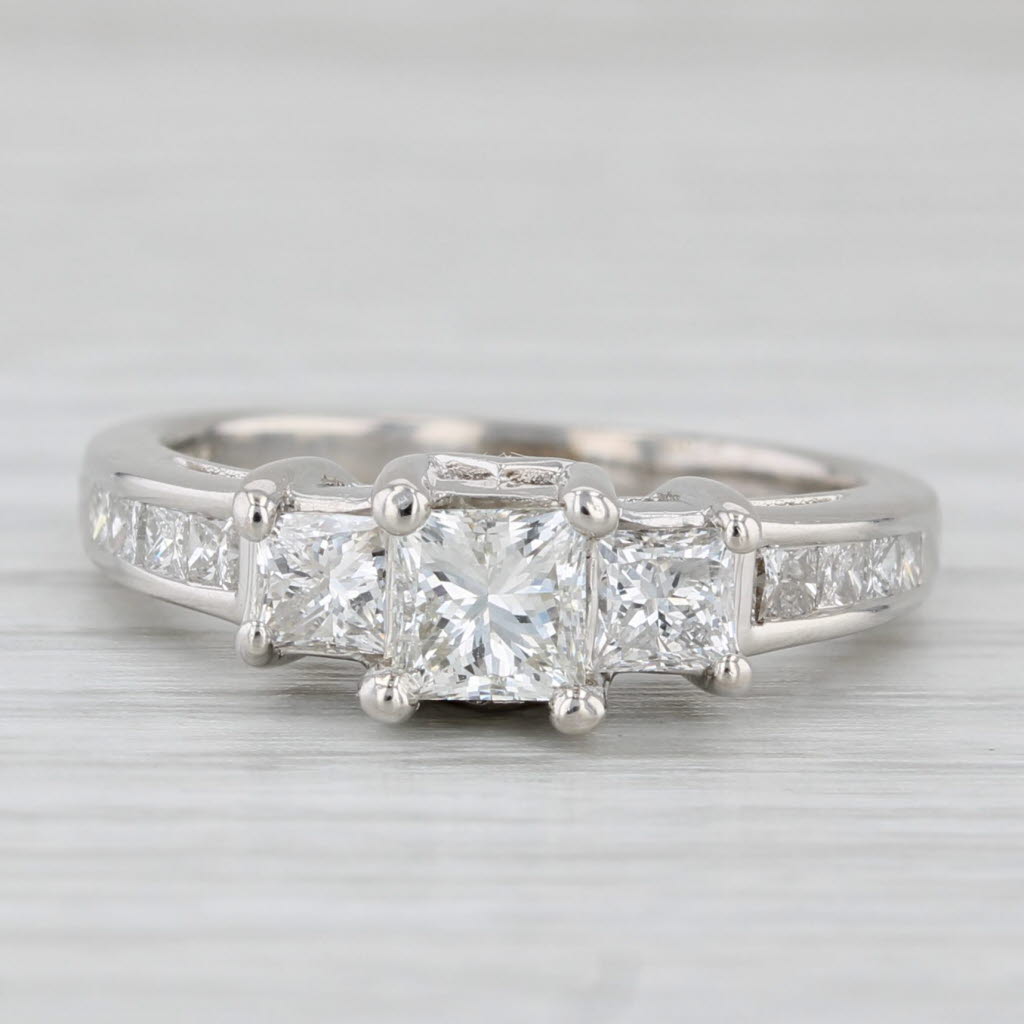 1.45ctw Princess Diamond 3-Stone Engagement Ring 14k White Gold Size 6.75