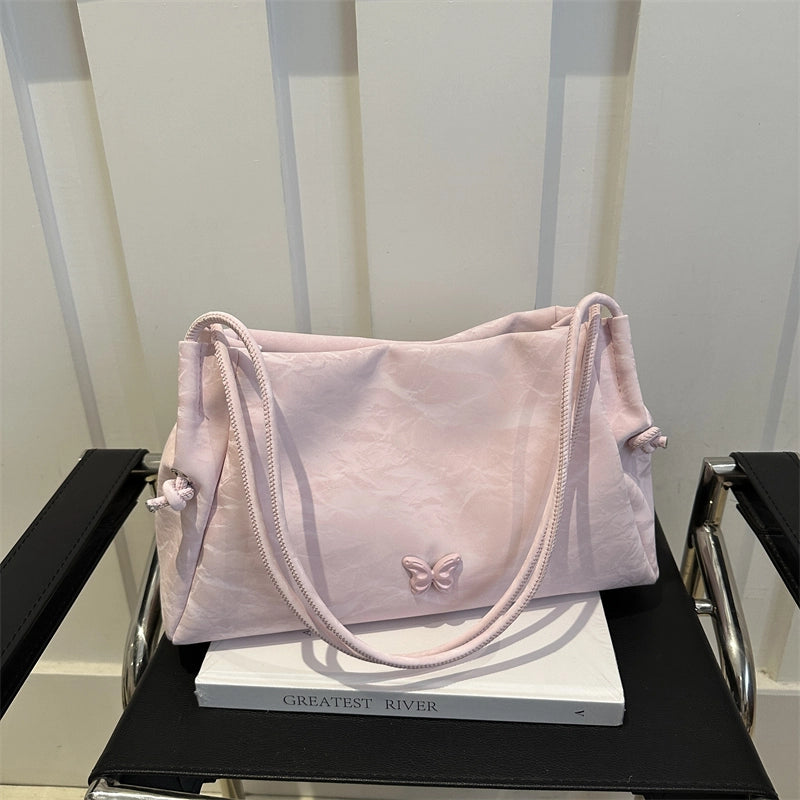 Women's Medium Canvas Solid Color Basic Classic Style Square Magnetic Buckle Shoulder Bag