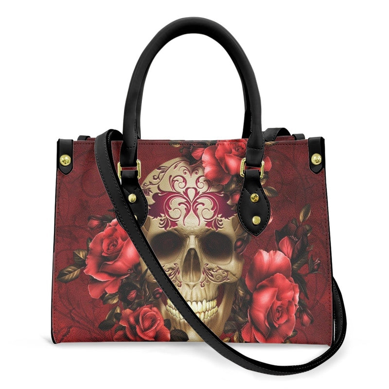 Halloween Women's Medium Pu Leather Human Floral Streetwear Square Hook Loop Customized Tote Bag