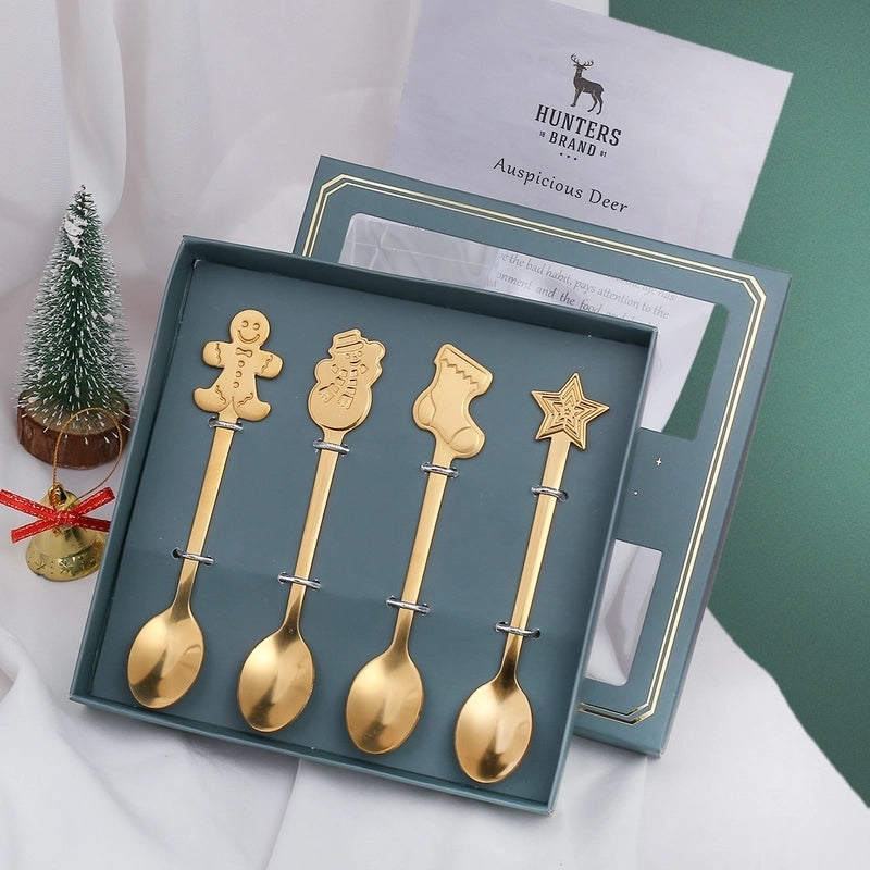 Christmas Cute Cartoon Stainless Steel Festival Tableware 1 Set